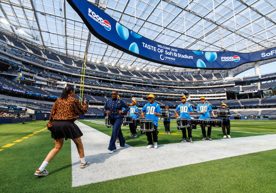 Chargers Marching Band. Photo Credit Noel Vasquez/ SoFi Stadium