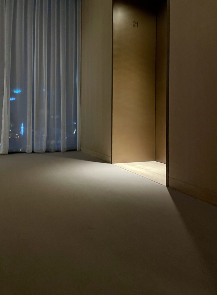 A quiet hallway in at the Dubai EDITION hotel in Dubai, UAE. Photo: Benjamin Schmidt