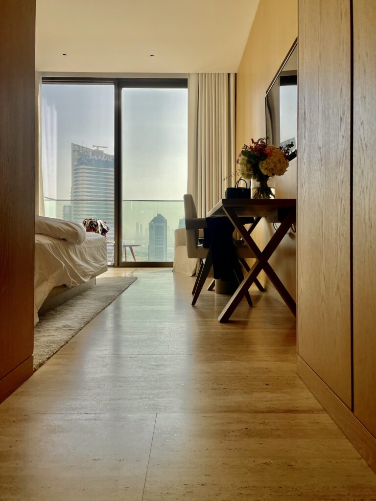 High floor guestroom at the Dubai EDITION hotel in Dubai, UAE. Photo: Benjamin Schmidt