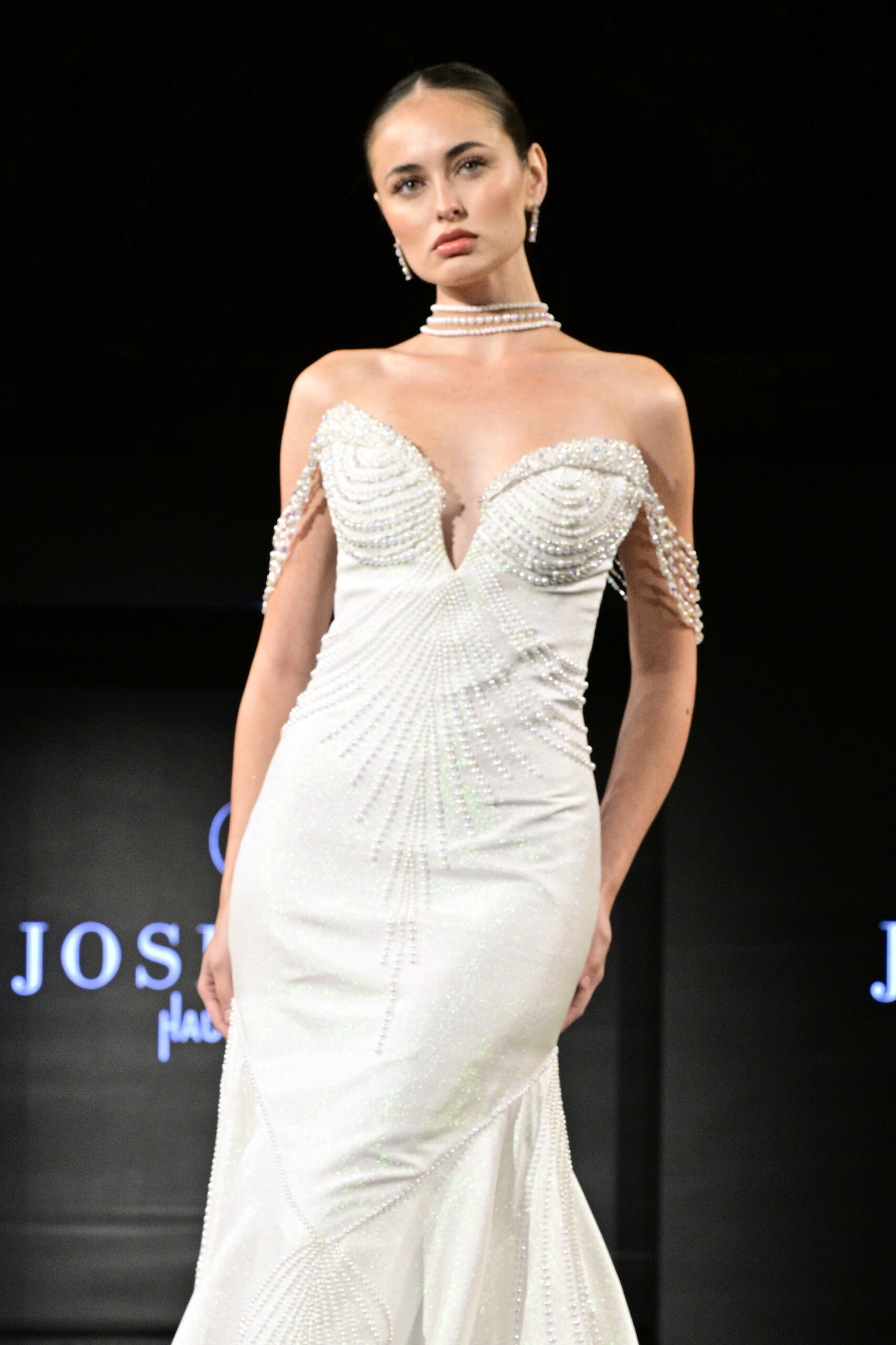Model walking runway for José Zafra at NYFW Art Hearts Fashion 2025