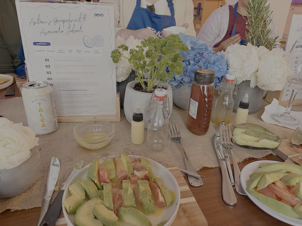 Prepared grapefruit-and-avocado salad with citrus vinaigrette during Antoni Porowski’s Zevo event