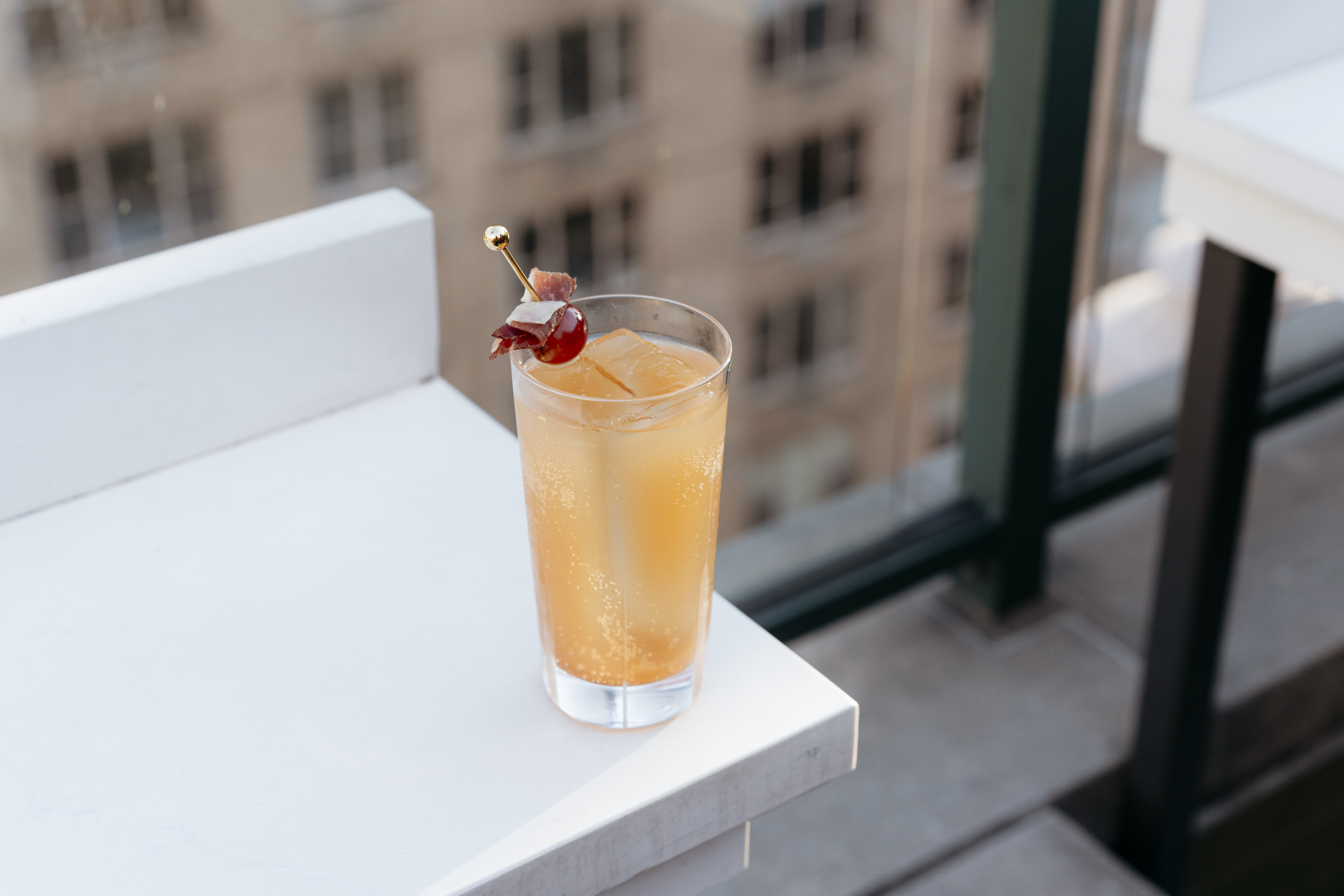 Sherry Beneath My Wings cocktail by Aleka Ross, winner of J. Rieger & Co.'s Road to Jerez Cocktail Competition in New York City.