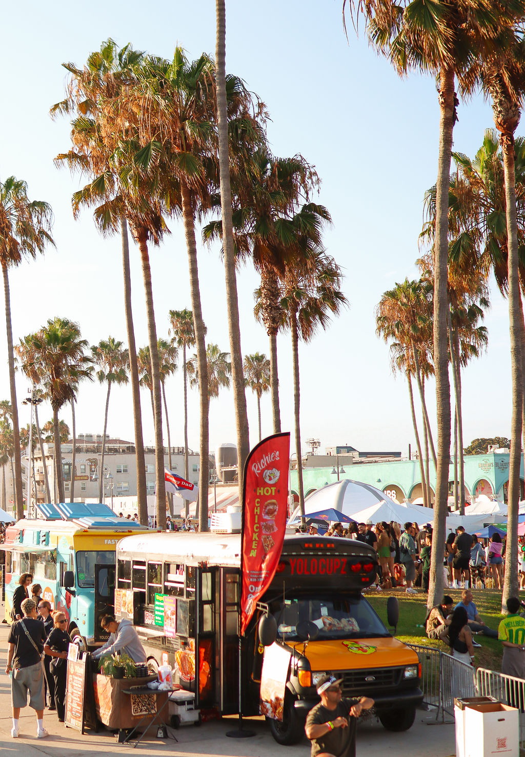 A few vendors at Venice Beach Fan Zone. Credit: Ula Camastro